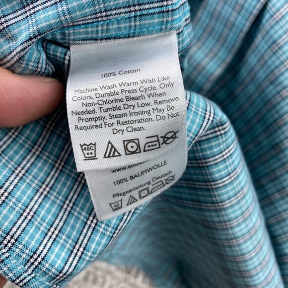 Eddie Bauer Shirt Men Large Tall LT Plaid Button Down Wrinkle Resistant Preppy - Picture 5 of 8